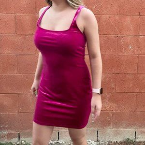 Urban Outfitters Magenta Velvet Mini Dress